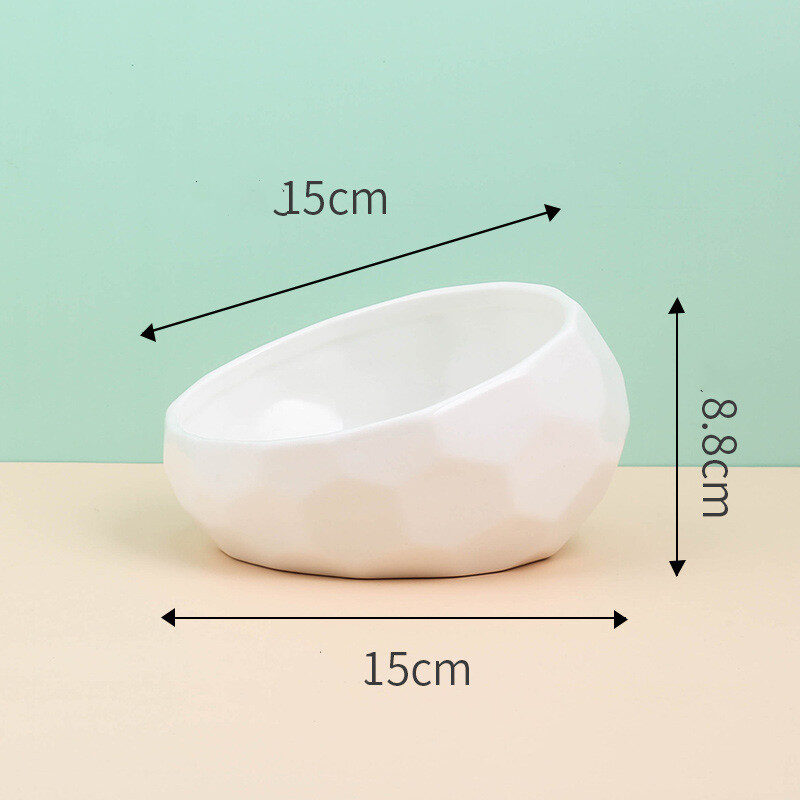 Pet Supplies Bowl Ceramic Cat Dog Oblique Mouth