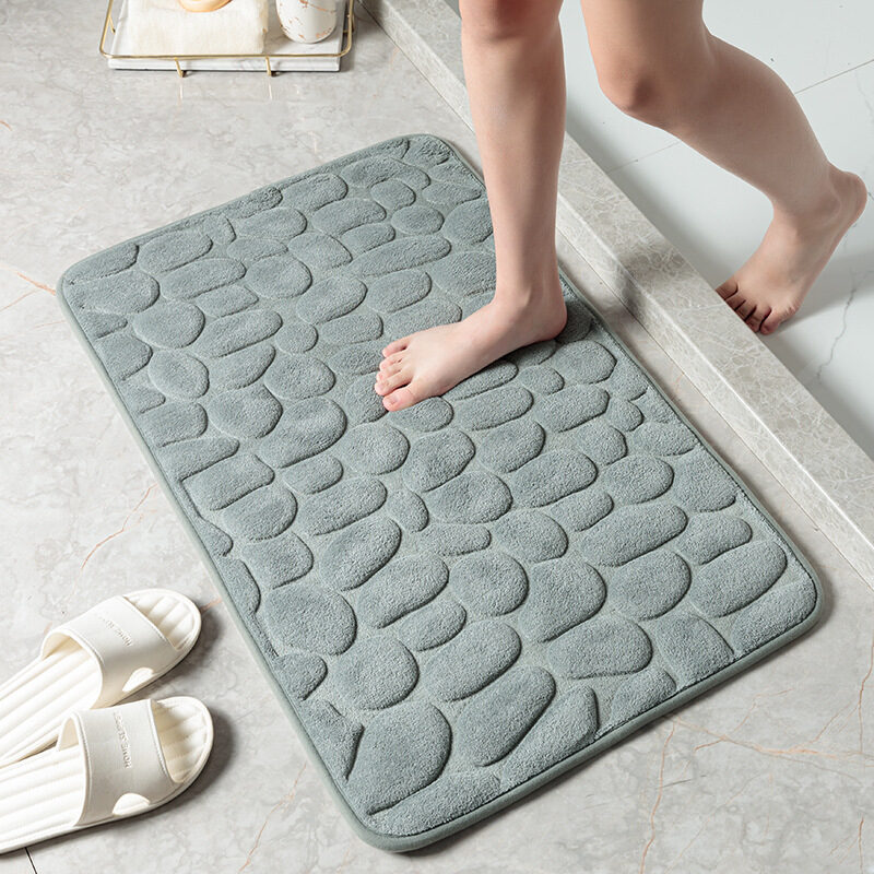 Pebble Stone Bathroom Carpet Toilet Floor Mat Door