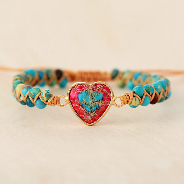 Red Emperor Stone Bracelet Peach Heart Love Braided