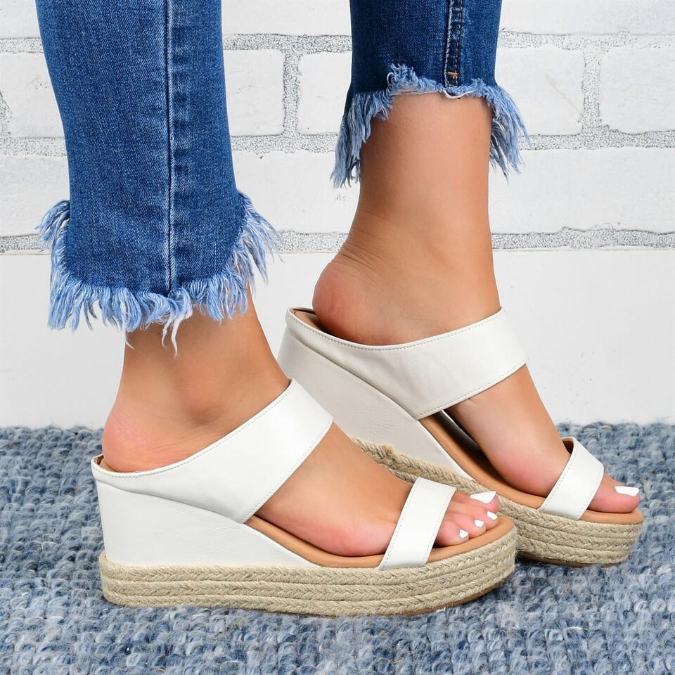 Wedge Heel Slippers Casual Sandals Hemp High Shoes