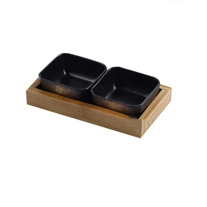 Japan Style Ceramic Fruits Plates with Bamboo Serving