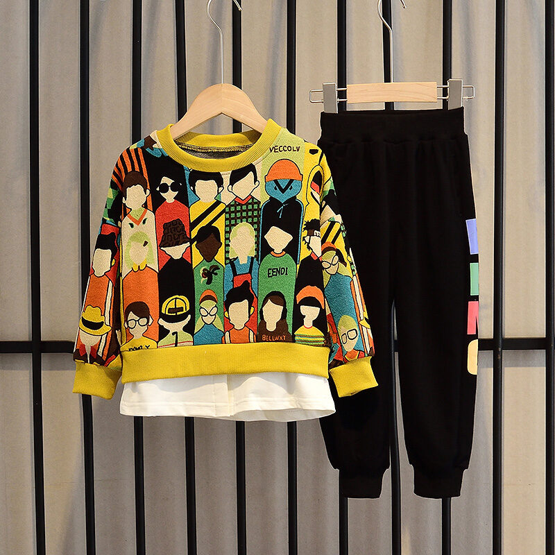 Children's Clothing Boy Autumn Suit Korean Casual Cartoon