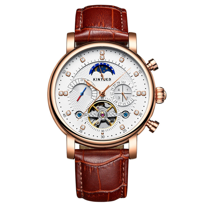 Automatic Fashion Leather Diamond Star Men's Tourbillon Hollow