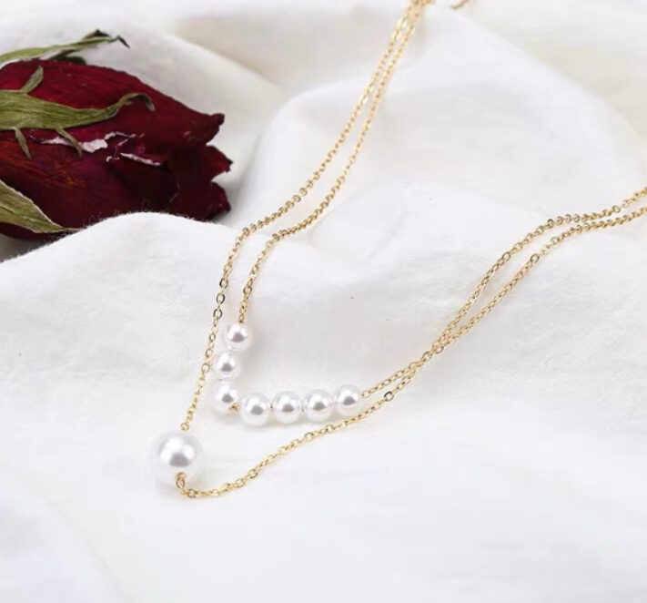 European and American Necklaces Fashion Jewelry Double Pearl