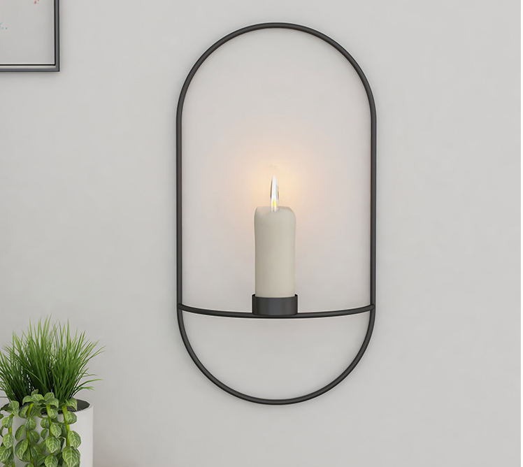 3D Metal Candle Holder Geometric Round Candlestick Wall