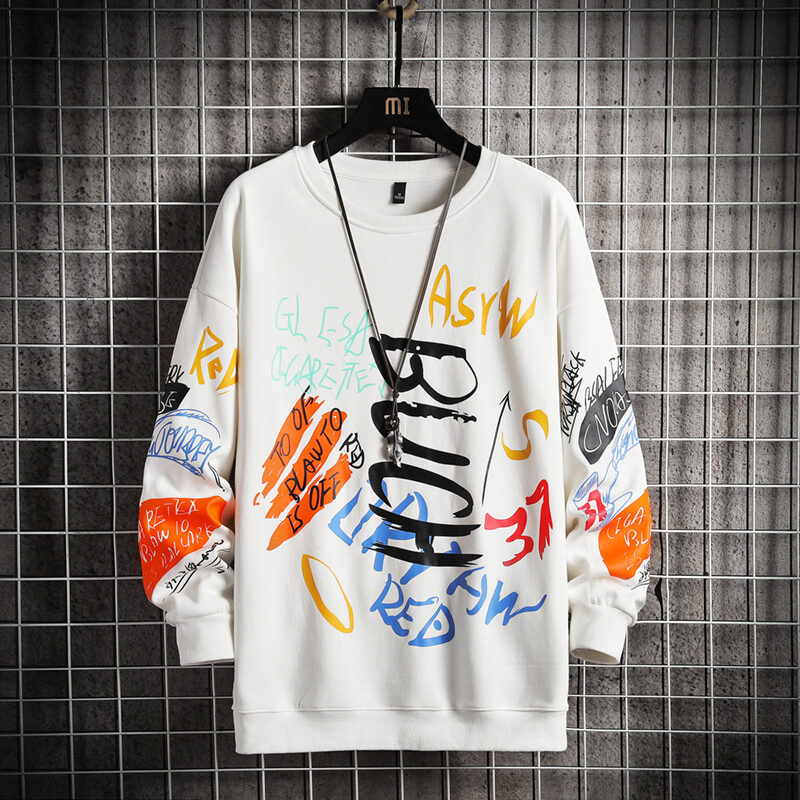 SingleRoad Mens Crewneck Sweatshirt Men Harajuku Oversized Japanese
