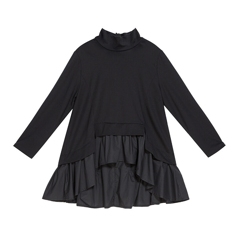 Dark Cold Ruffled Baby Shirt With Long Sleeves