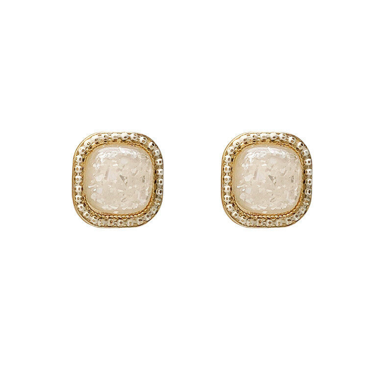 Simple Geometric Square Earring Stud Irregular Shell Broken