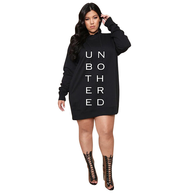 Plus Size Dresses for Women Letter Print Hoodie