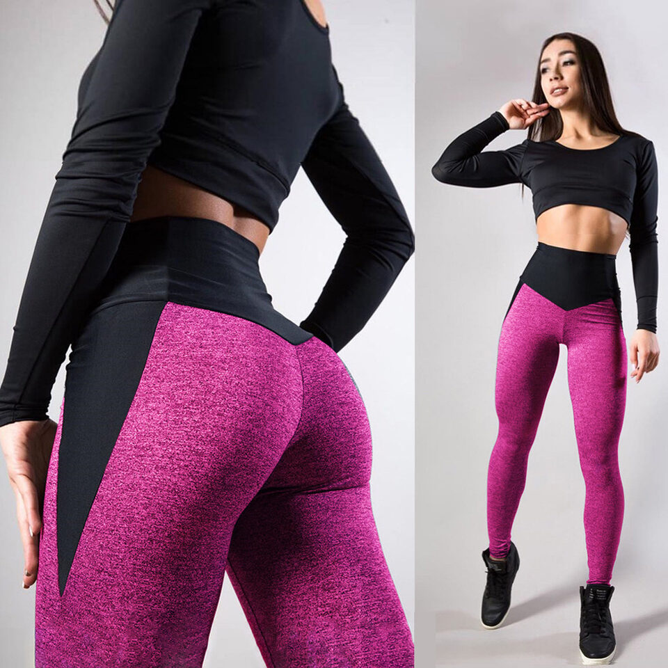 Contrasting Color Stitching Hip-Lifting Slim-Fitting Sports Running FitnessYoga