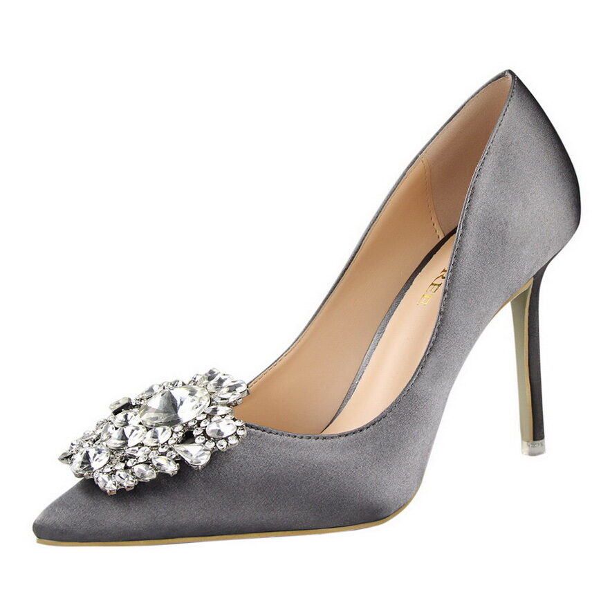Black High Heels Women Stiletto Professional Leather Shoes
