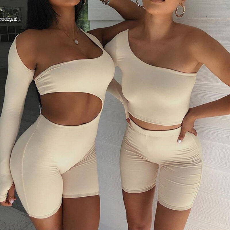 Women Tight Fitness Yoga Suits Off Shoulder Tops