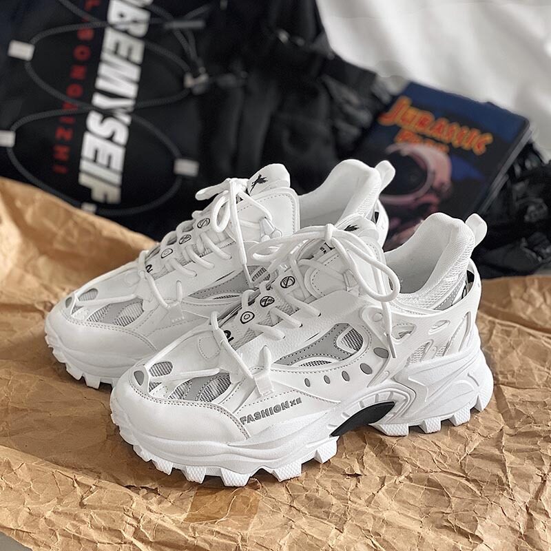 Round Head Net Top Daddy Shoes Thick Soled