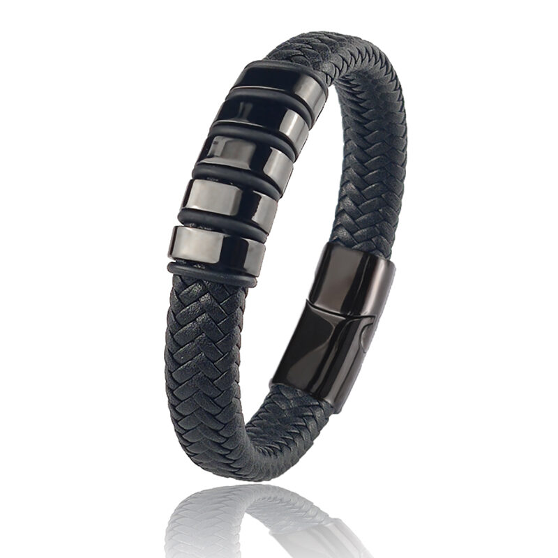 Family Name Bracelets For Men's Stainless Steel Leather