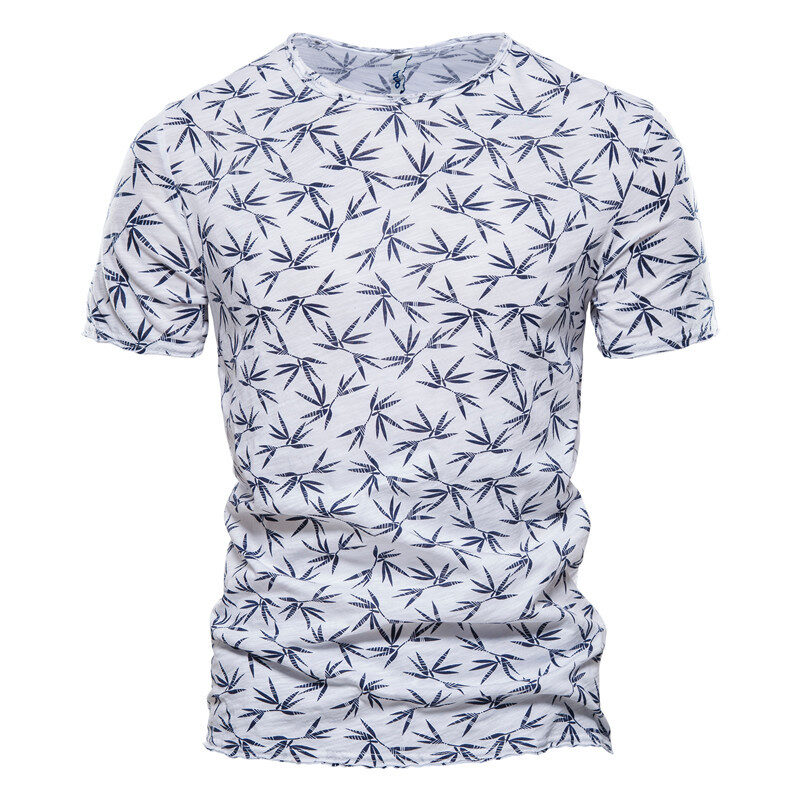 Casual Slim-Fit Stretch T-Shirt Men Short-Sleeved Printed Sports