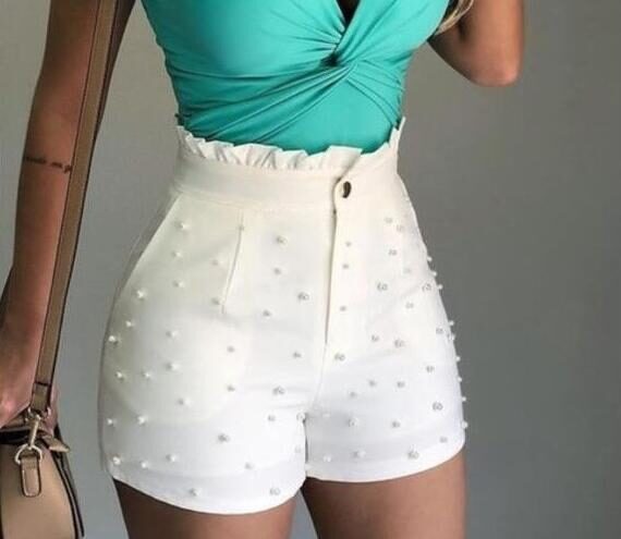Women's Shorts Cannon Beads Solid Color Sexy Women
