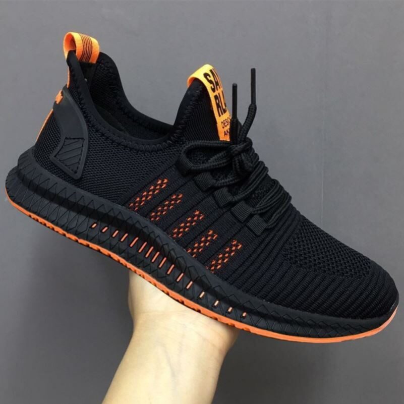 All Black Work Shoes Men's Mesh Breathable Lightweight