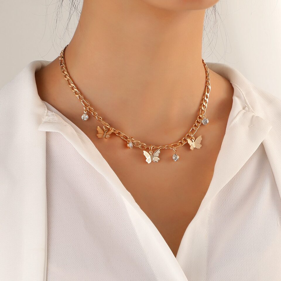 Butterfly Necklace Metal Clavicle