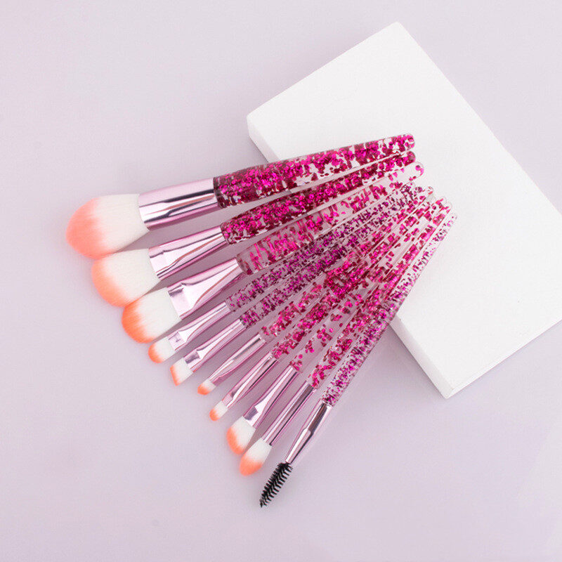 10 Makeup Brushes Powder-Filled Handle Brush Set