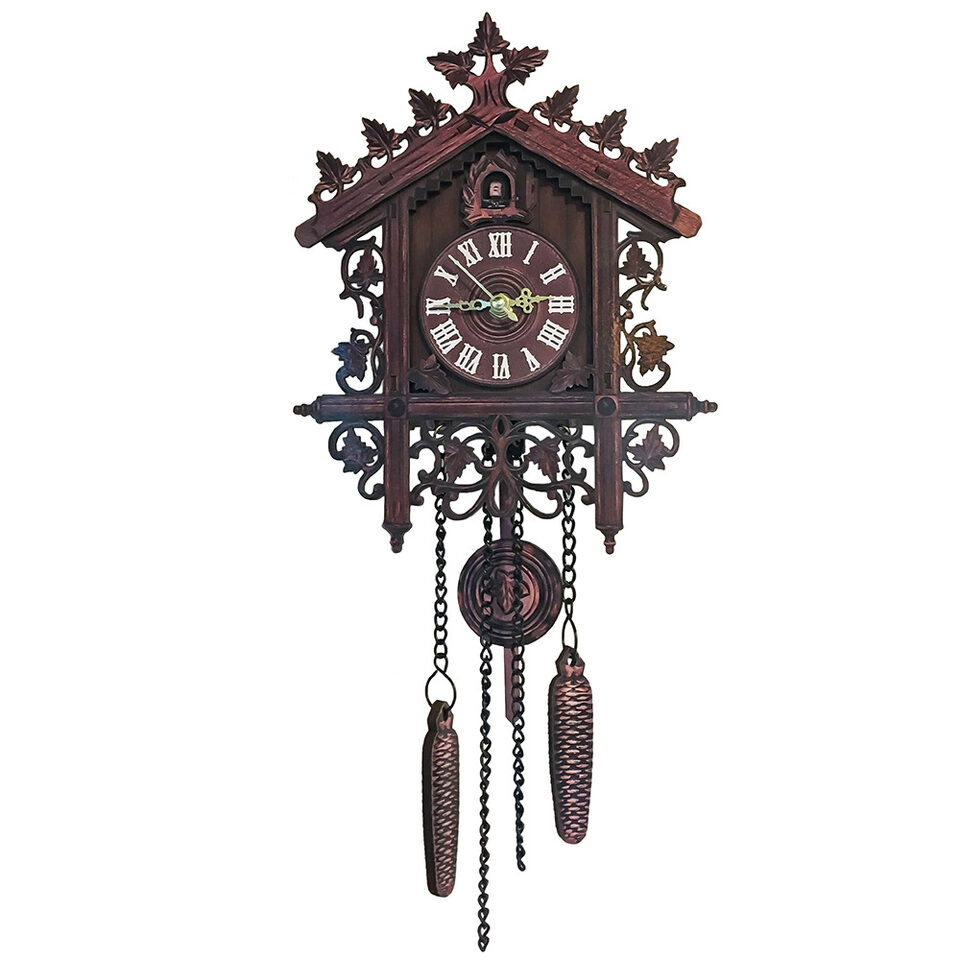 Vintage Wooden Hanging Cuckoo Wall Clock For Living