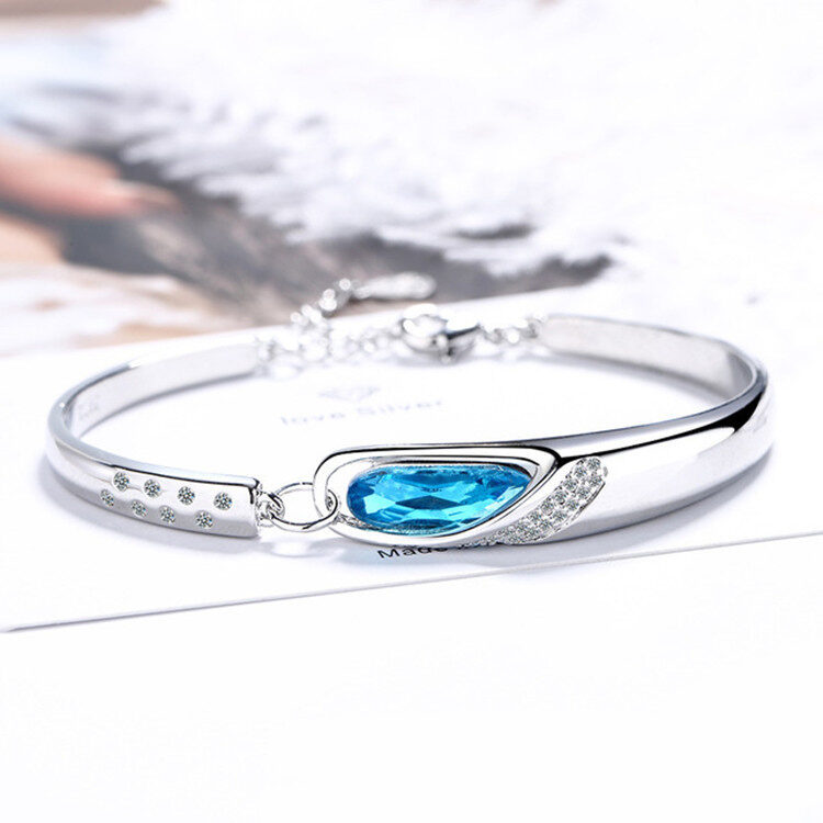new woman fashion jewelry blue crystal zircon retro