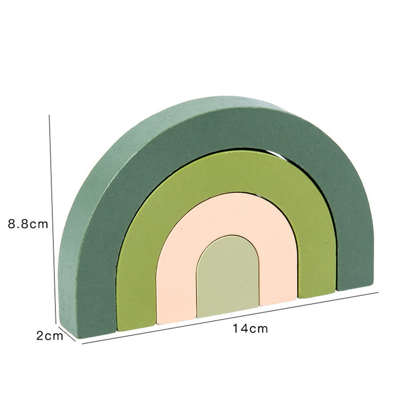 Children Wooden Rainbow Arched Stacked Toys Montessori Education