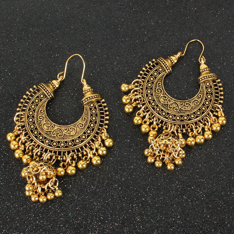 Bell Tassel Earrings Diamond Lens Vintage