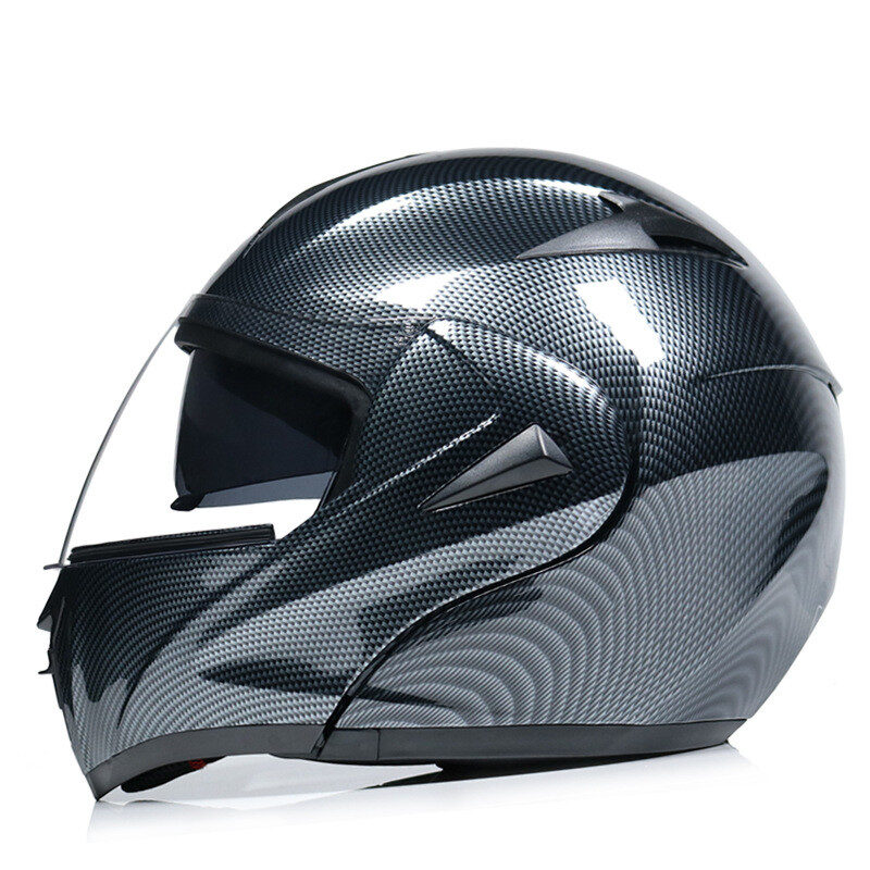 Motorcycle Uncovered Helmet Carbon Fiber Double Mirror Electric