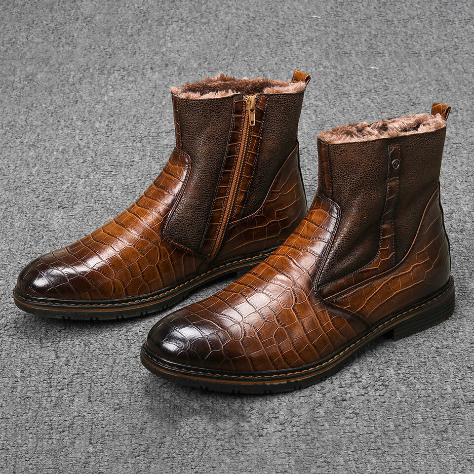 Men Winter Warm Leather Boot High Shoes Man