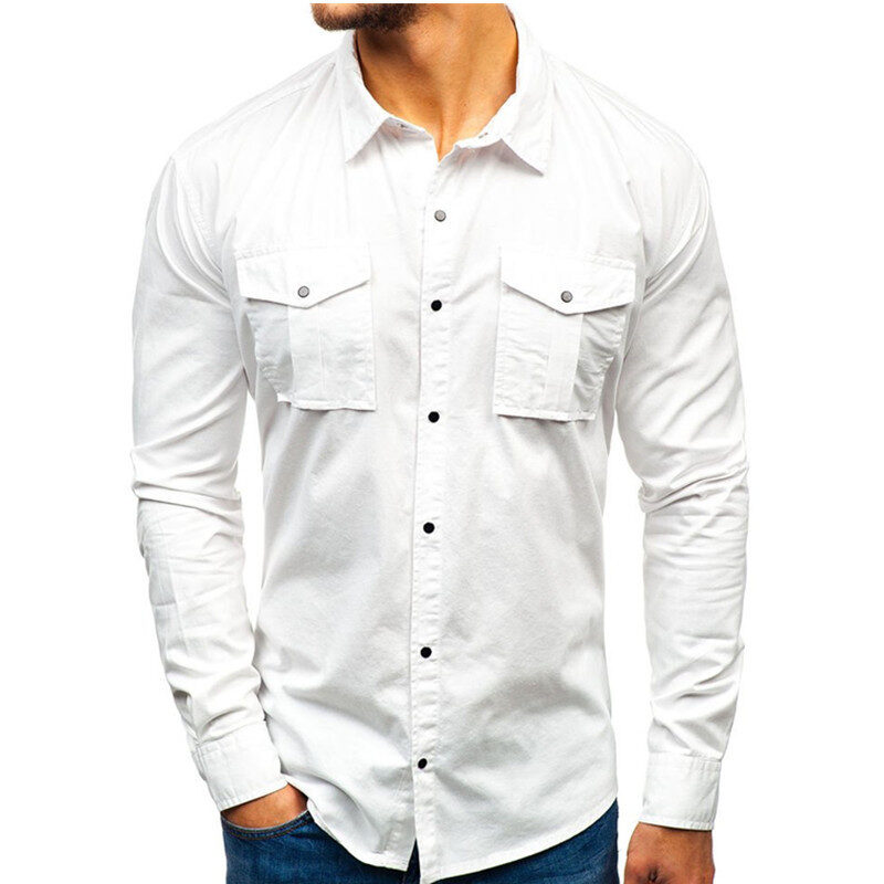 Men Autumn Winter Long Sleeve Blouse Man Cotton
