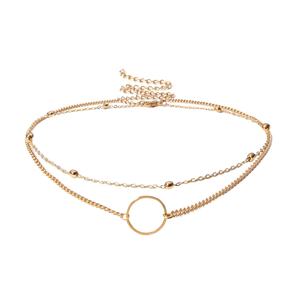 Sumeng Fashion Modern Choker Necklace Two Layers Round