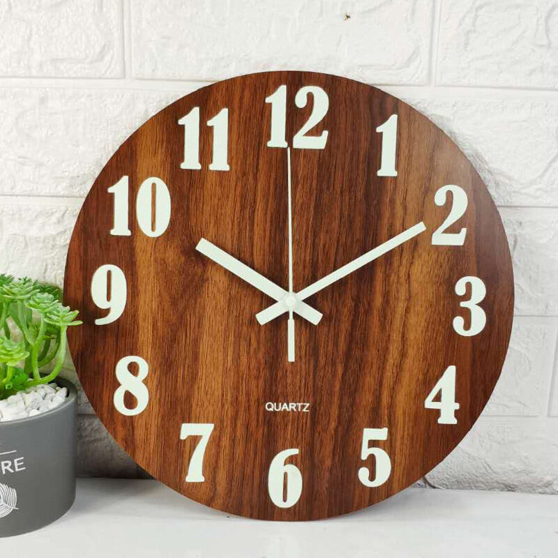Glow In The Dark Wood Wall Clock Luminous