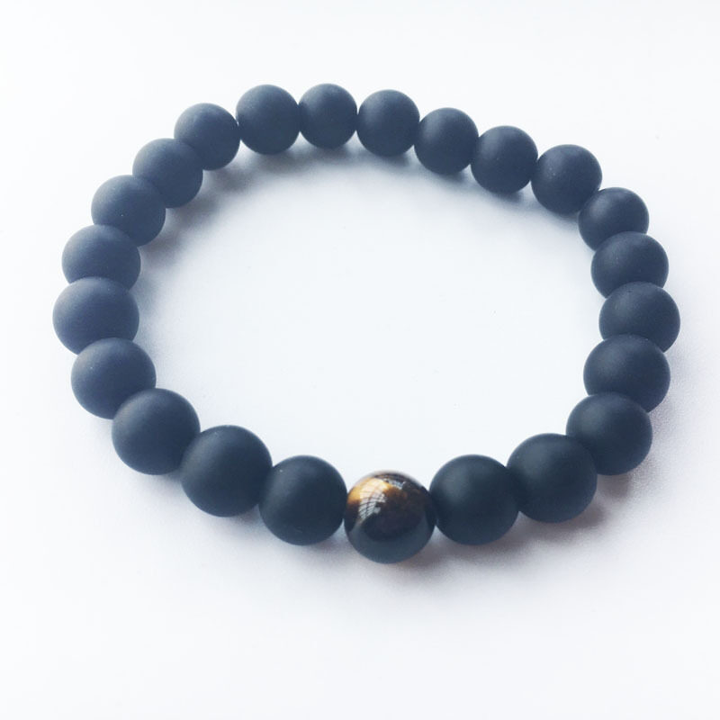 Jewelry Bracelets 8mm Dumb Black Frosted Stone Tiger's