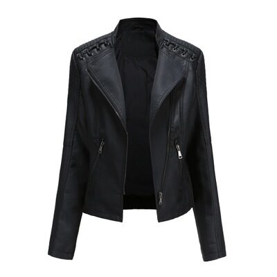 Women's Leather Jackets Short Slim Thin Ladies Motorcycle