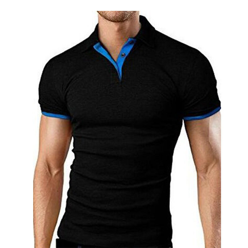 Men Tee Polo-Shirt Shorts-Sleeve Business Stritching MTP129 Men's