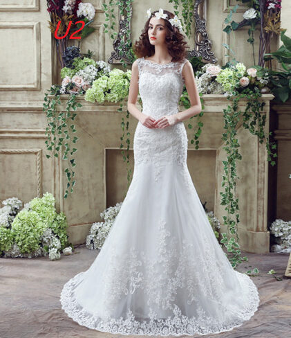 Bride Trailing Wedding Dress sexy Lace Mermaid DressW