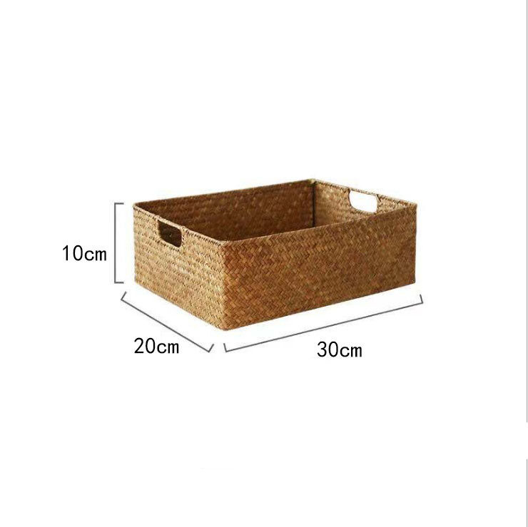 Straw Woven Rectangular Storage Baskets
