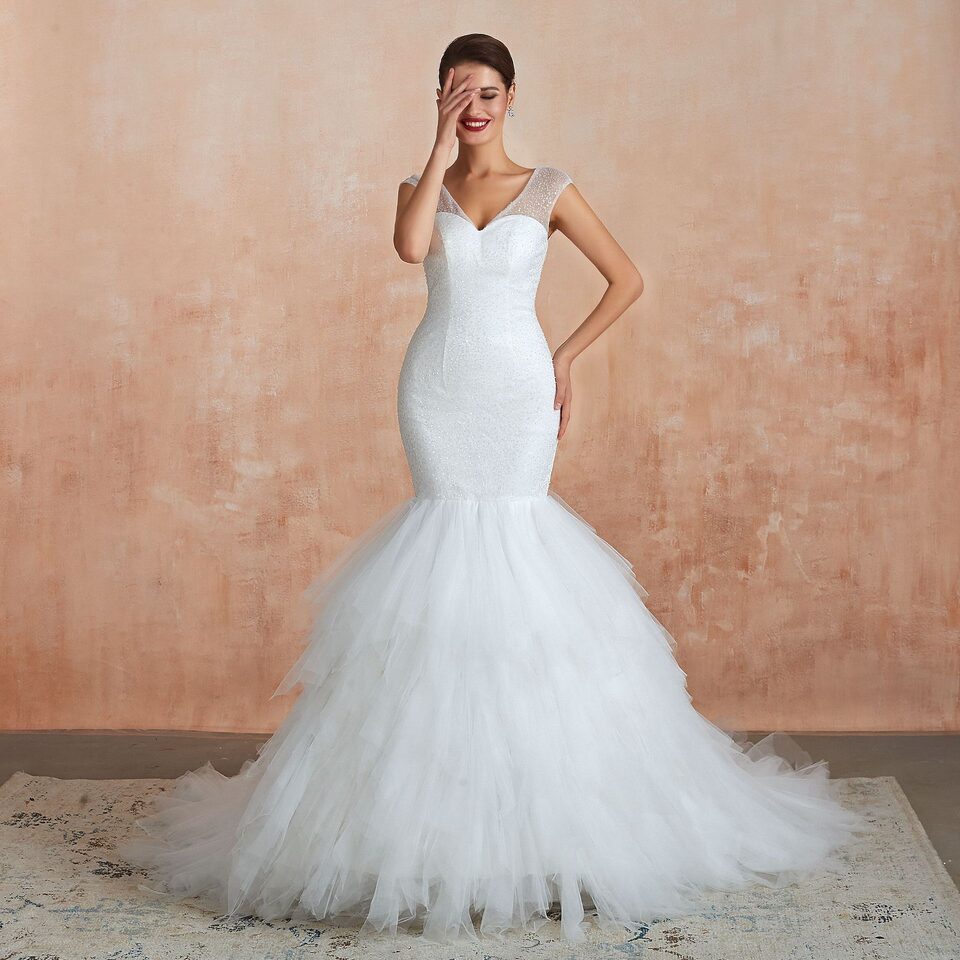 New Fishtail Skirt Wedding Dress Big Tail Bride