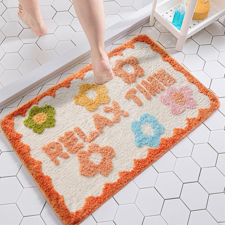 1PC Ins Simple Bathroom Floret Carpet Flower Area