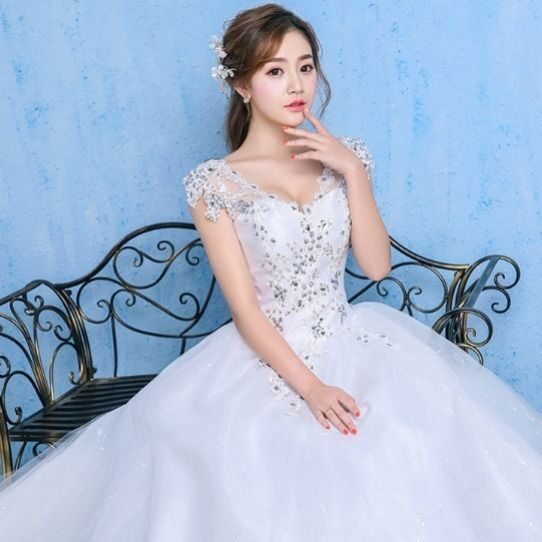 Luxury Wedding Dress With Fat Diamonds Embellished Summer
