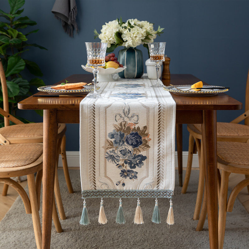 Table Runner Chenille Tassel Household Cloth Polyester