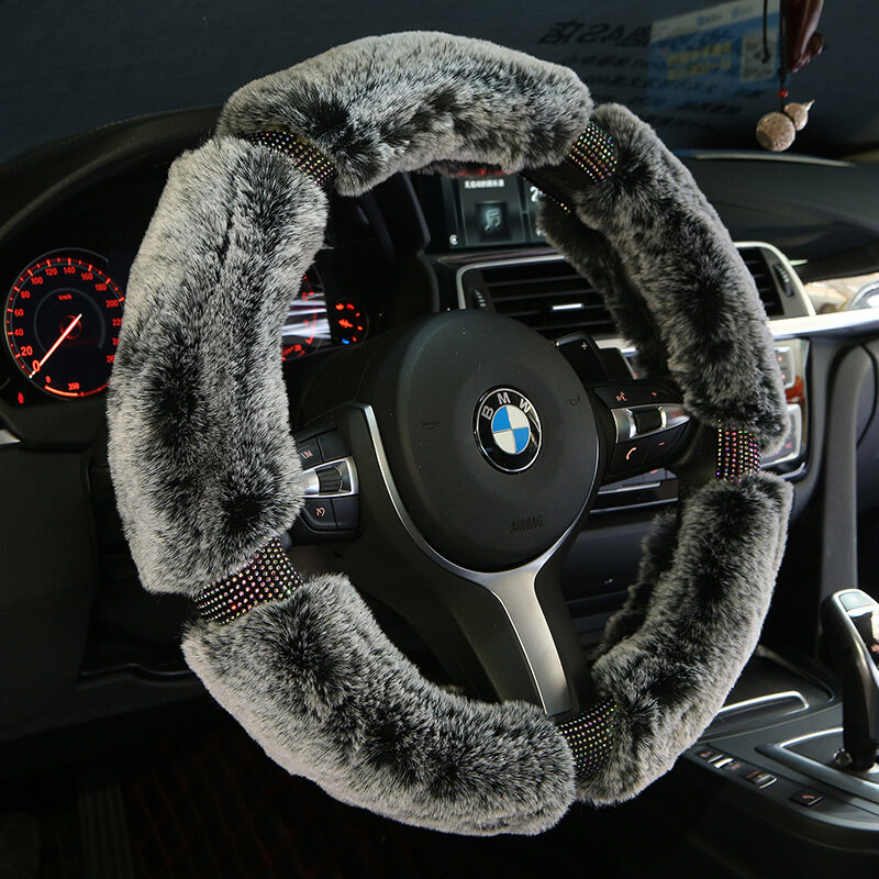 Car Steering Wheel Cover Winter Plush Korea Diamond