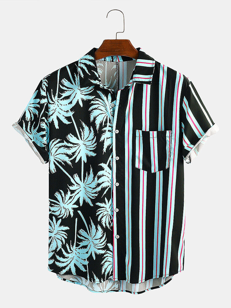 Men Clothing Summer New Men's Coconut Print Striped