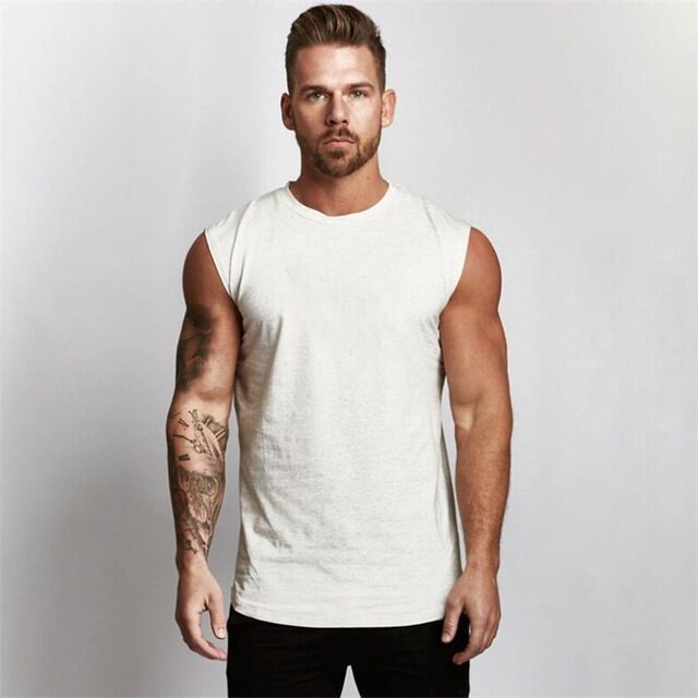 Gym Sleeveless Shirt Cotton Tank Top for Men