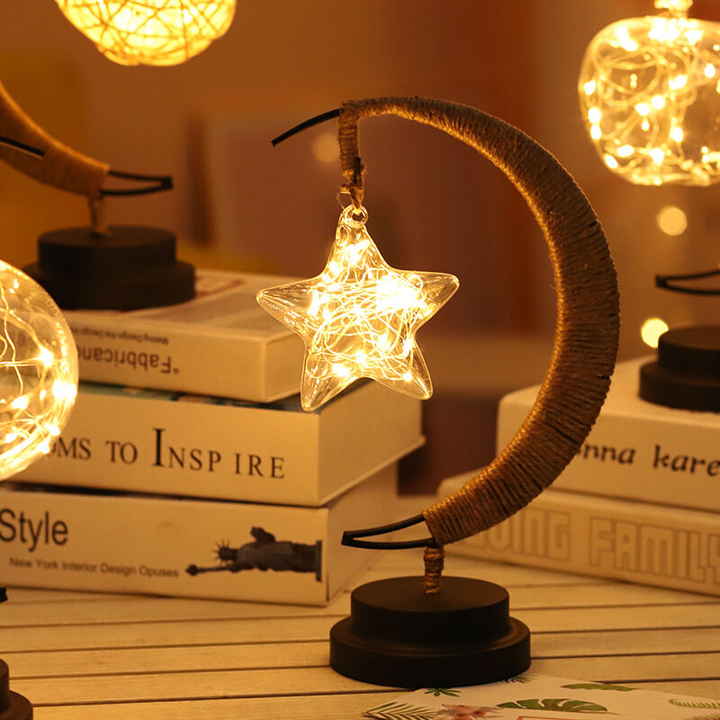 Led Moon Light Wrought Iron Ornament Star Shape