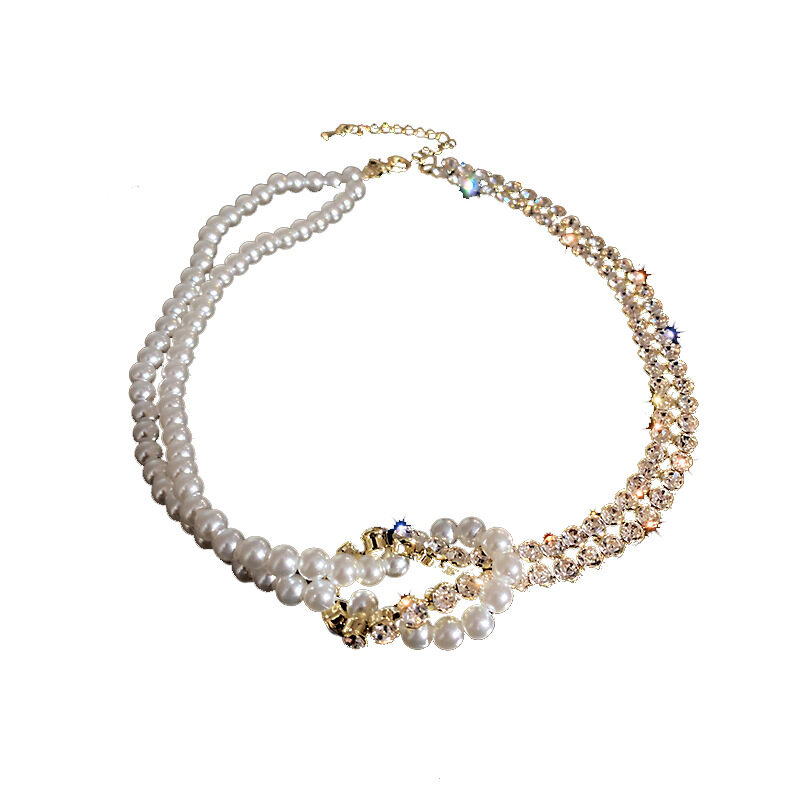 Pearl Crystal Choker Necklaces For Women Short Chain