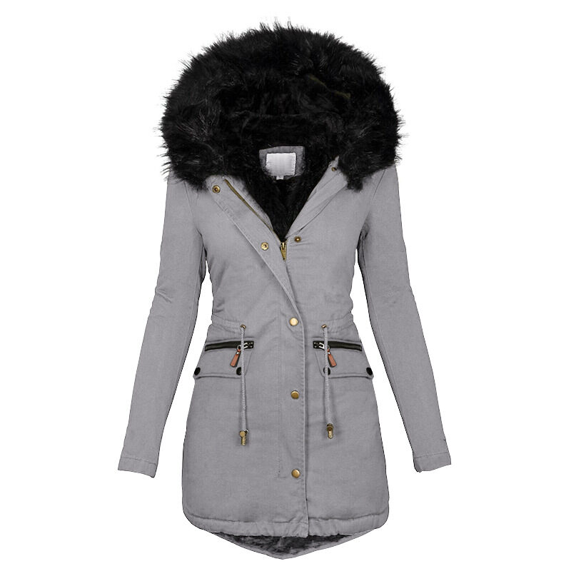 Women's Plush Hooded Parkas Winter Warm Thick Zip-up