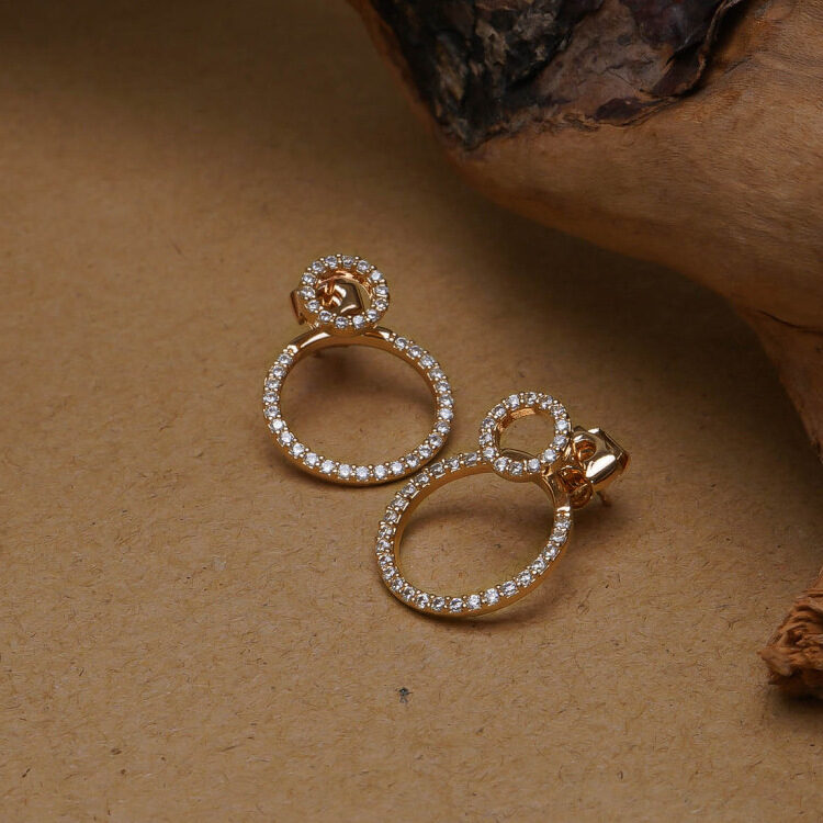 Micro Pave Zircon Front And Back Circle Stud