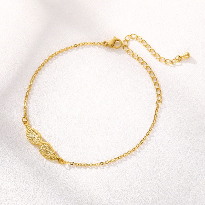 Gold Angel Wing Charm Bracelet Women