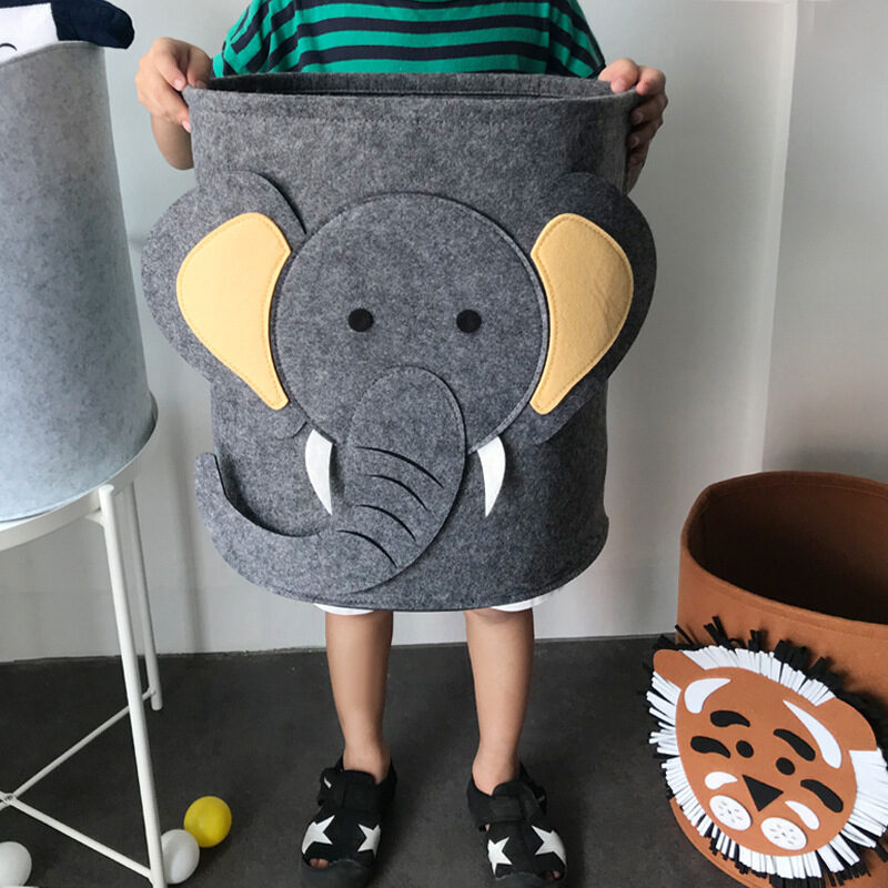 Cartoon Felt Storage Basket Toy Bucket Portable Laundry